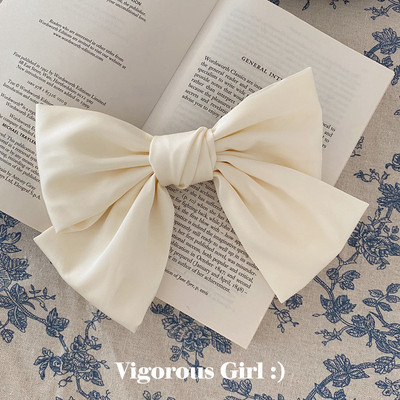 Френски шик, ретро сатен, голяма панделка, фиби, държачи за опашка, щипка, елегантна пролетна щипка, аксесоари за коса за жени