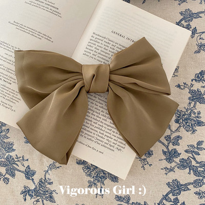 Френски шик, ретро сатен, голяма панделка, фиби, държачи за опашка, щипка, елегантна пролетна щипка, аксесоари за коса за жени