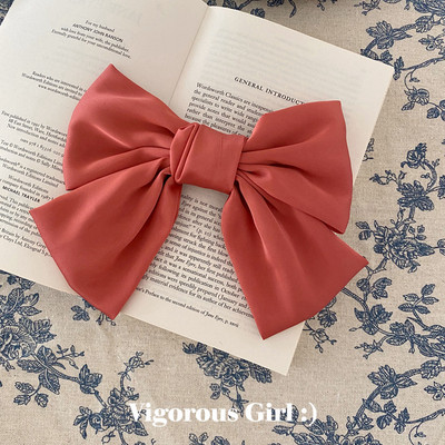 Френски шик, ретро сатен, голяма панделка, фиби, държачи за опашка, щипка, елегантна пролетна щипка, аксесоари за коса за жени