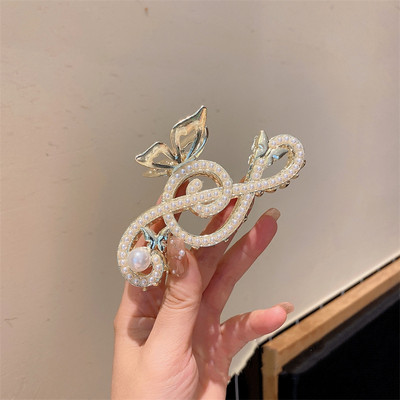 Moda coreeană pentru femei, elegantă, în formă de notă de muzică, agrafă de păr, de lux, cu stras, gheare de păr, accesorii pentru păr, bijuterii de petrecere