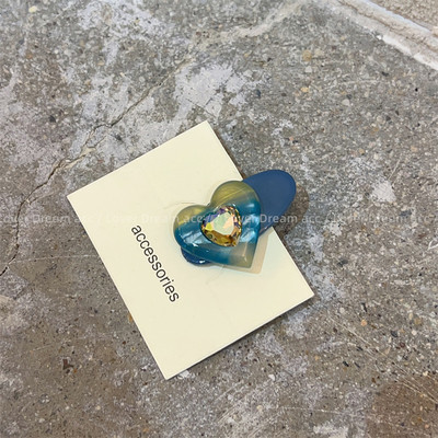 Moda coreeană Acetat Dragoste Strasuri Oval Duckbill Clip Agrafă Fată Cadou petrecere de aniversare Dulci Breton Clip Accesorii de păr