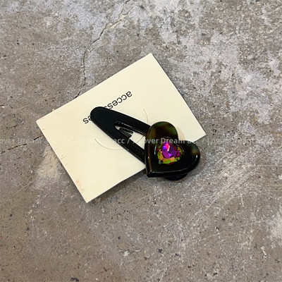 Moda coreeană Acetat Dragoste Strasuri Oval Duckbill Clip Agrafă Fată Cadou petrecere de aniversare Dulci Breton Clip Accesorii de păr