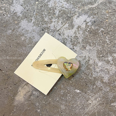 Moda coreeană Acetat Dragoste Strasuri Oval Duckbill Clip Agrafă Fată Cadou petrecere de aniversare Dulci Breton Clip Accesorii de păr