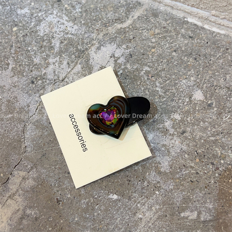 Moda coreeană Acetat Dragoste Strasuri Oval Duckbill Clip Agrafă Fată Cadou petrecere de aniversare Dulci Breton Clip Accesorii de păr