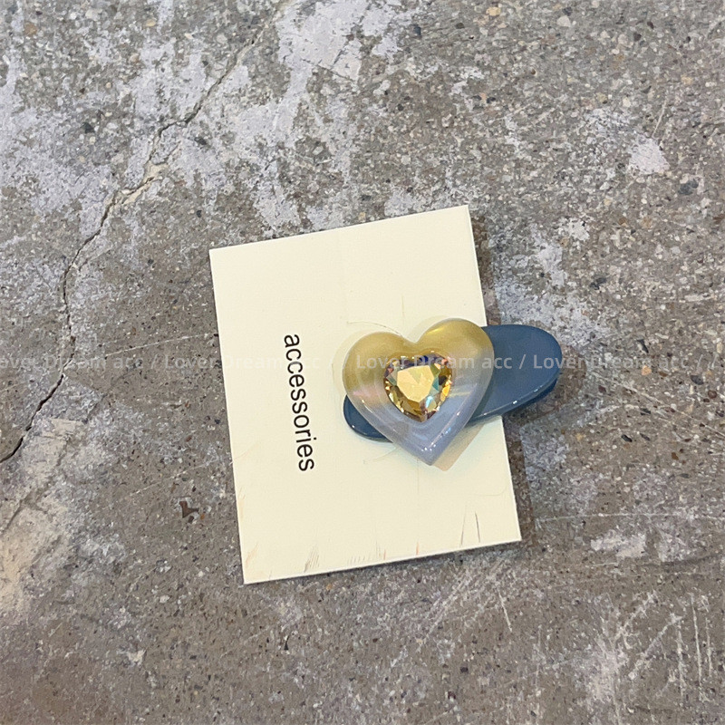 Moda coreeană Acetat Dragoste Strasuri Oval Duckbill Clip Agrafă Fată Cadou petrecere de aniversare Dulci Breton Clip Accesorii de păr