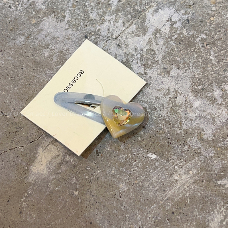 Moda coreeană Acetat Dragoste Strasuri Oval Duckbill Clip Agrafă Fată Cadou petrecere de aniversare Dulci Breton Clip Accesorii de păr