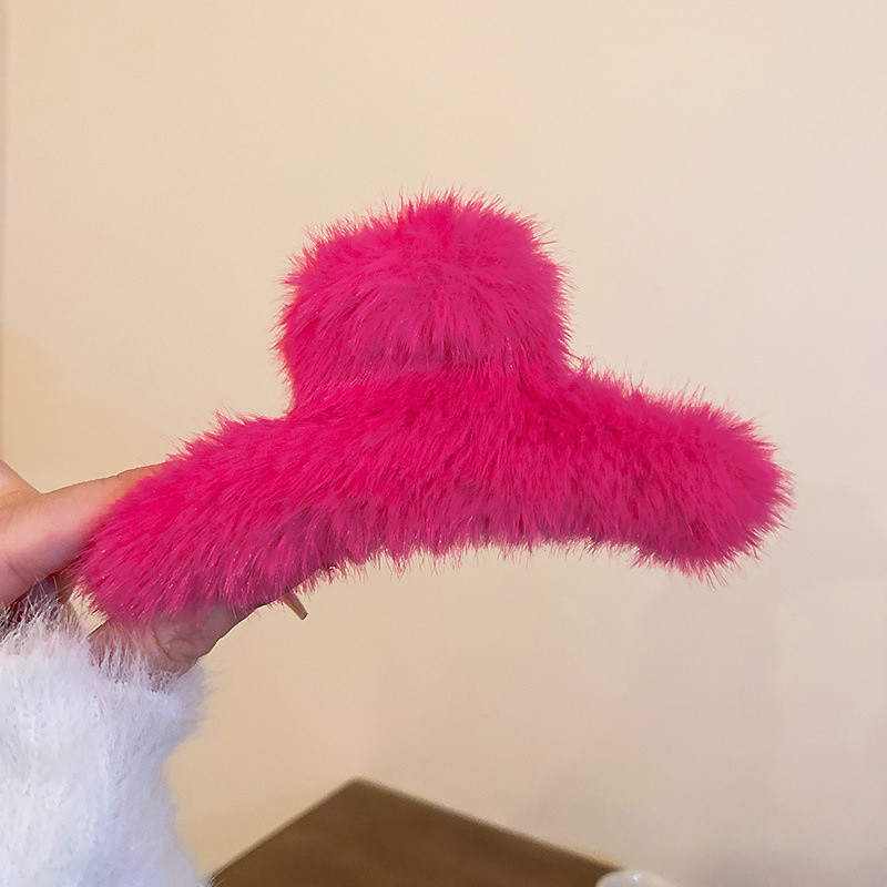 Coreea 2022 Iarna Moda Culoare Trandafir Roșu Neregulat Pluș Agrafă Crab Agrafă Păr Femei Accesorii pentru păr