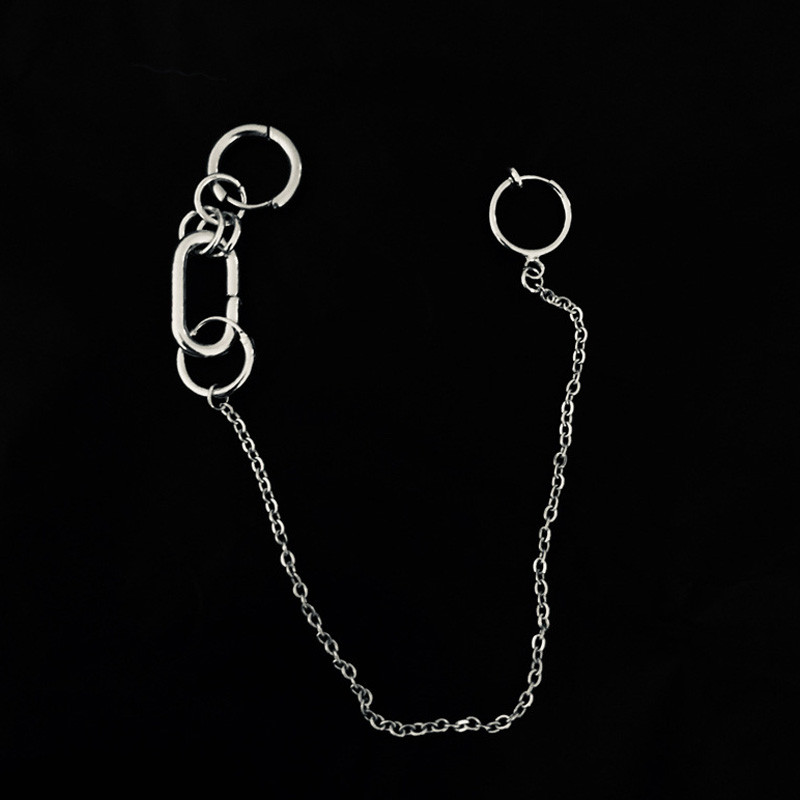 Stil punk, personalitate cool, lanț pentru nas, cercei falși, inel pentru buze, cu lanțuri lungi, piercing la modă, cercel, clip pentru ureche, bijuterii pentru corp