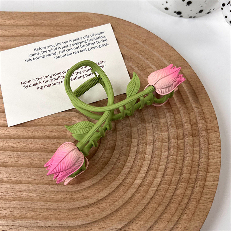 Agrafă de păr de lalele din aliaj de modă coreeană 2022, fată de vară, dulce, drăguță, cu flori, gheare de păr, accesorii de păr pentru femei, agrafă de prindere Kawaii