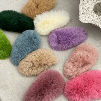 Winter New Rex Rabbit Hair Water Drop BB Clip Women Simple Pure Color Χαριτωμένο βελούδινο κλιπ μαλλιών Βαρέτες φουρκέτες