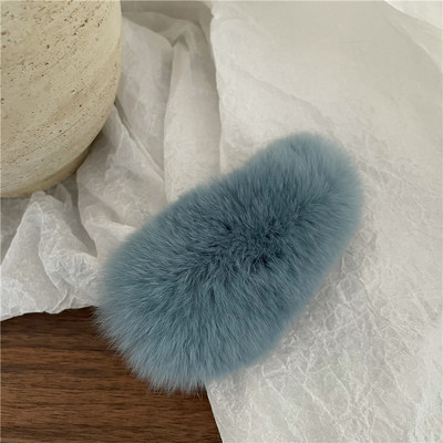 Iarnă New Rex Iepure Păr Picătură de apă BB Clip Femei Simple Culoare Pură Drăguț Pluș Agrafe de păr Agrafe