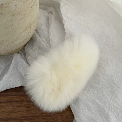 Iarnă New Rex Iepure Păr Picătură de apă BB Clip Femei Simple Culoare Pură Drăguț Pluș Agrafe de păr Agrafe