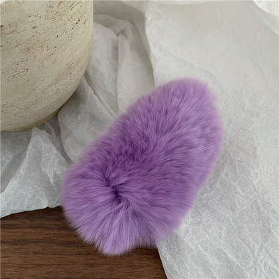 Iarnă New Rex Iepure Păr Picătură de apă BB Clip Femei Simple Culoare Pură Drăguț Pluș Agrafe de păr Agrafe