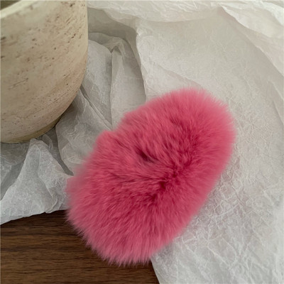 Iarnă New Rex Iepure Păr Picătură de apă BB Clip Femei Simple Culoare Pură Drăguț Pluș Agrafe de păr Agrafe