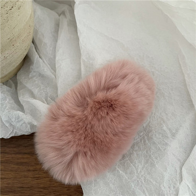 Iarnă New Rex Iepure Păr Picătură de apă BB Clip Femei Simple Culoare Pură Drăguț Pluș Agrafe de păr Agrafe