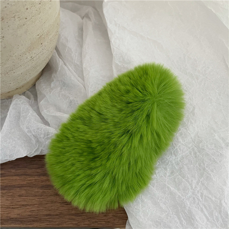 Iarnă New Rex Iepure Păr Picătură de apă BB Clip Femei Simple Culoare Pură Drăguț Pluș Agrafe de păr Agrafe