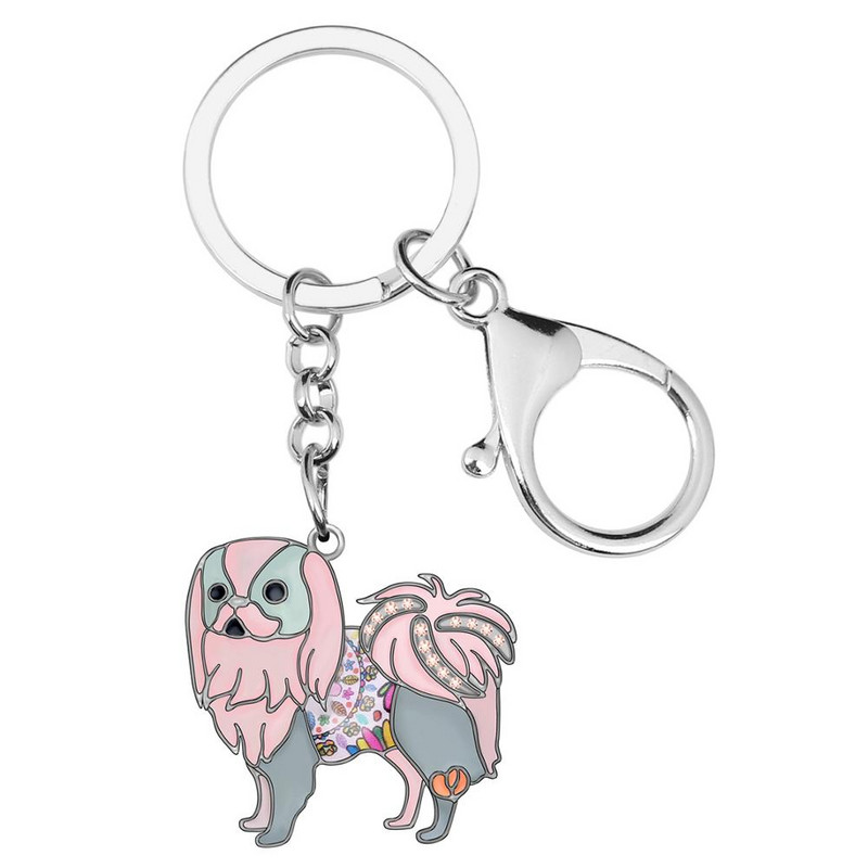 Lanț cheie pentru câine din aliaj smalț Bonsny, cu barbie japoneză florală