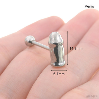 Sexy Genital Spider Moon KISS Rose Piercing Limbă Bile pentru inimă Inele chirurgicale pentru limba din oțel inoxidabil Inele Daisy Tounge Bijuterii