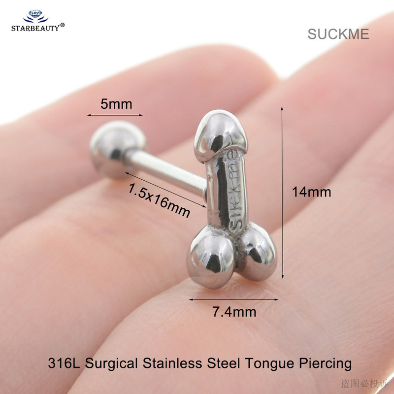 Sexy Genital Spider Moon KISS Rose Piercing Limbă Bile pentru inimă Inele chirurgicale pentru limba din oțel inoxidabil Inele Daisy Tounge Bijuterii