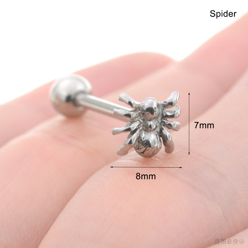 Sexy Genital Spider Moon KISS Rose Piercing Limbă Bile pentru inimă Inele chirurgicale pentru limba din oțel inoxidabil Inele Daisy Tounge Bijuterii