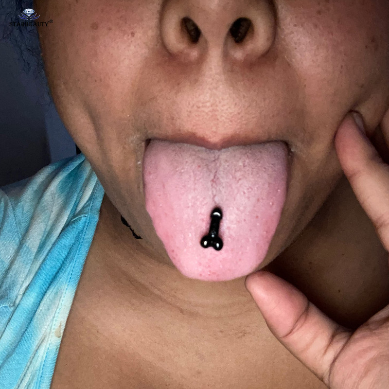 Sexy Genital Spider Moon KISS Rose Piercing Limbă Bile pentru inimă Inele chirurgicale pentru limba din oțel inoxidabil Inele Daisy Tounge Bijuterii