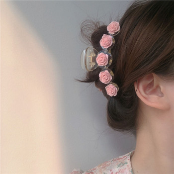 Ροζ Camellia Hair Claw Γυναίκα Κομψό κλιπ μαλλιών Barrettes Μόδα Κορίτσι Κλιπ μαλλιών Μαλλιά Καπέλα Αξεσουάρ μαλλιών