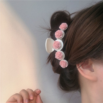 Ροζ Camellia Hair Claw Γυναίκα Κομψό κλιπ μαλλιών Barrettes Μόδα Κορίτσι Κλιπ μαλλιών Μαλλιά Καπέλα Αξεσουάρ μαλλιών