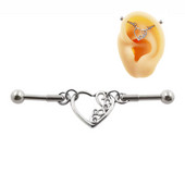 JHJT 14G 16G Inimă Industrial Barbell Piercing Oțel inoxidabil Star Piercing Industrial Cătușe Bijuterii pentru cercei pentru cartilaj de pisică