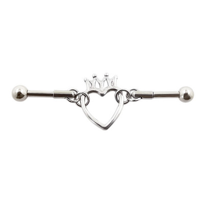 JHJT 14G 16G Inimă Industrial Barbell Piercing Oțel inoxidabil Star Piercing Industrial Cătușe Bijuterii pentru cercei pentru cartilaj de pisică