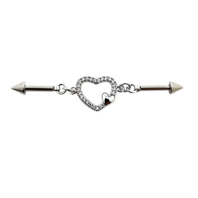 JHJT 14G 16G Inimă Industrial Barbell Piercing Oțel inoxidabil Star Piercing Industrial Cătușe Bijuterii pentru cercei pentru cartilaj de pisică