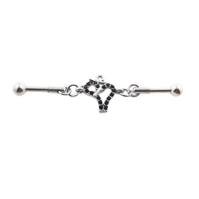 JHJT 14G 16G Inimă Industrial Barbell Piercing Oțel inoxidabil Star Piercing Industrial Cătușe Bijuterii pentru cercei pentru cartilaj de pisică