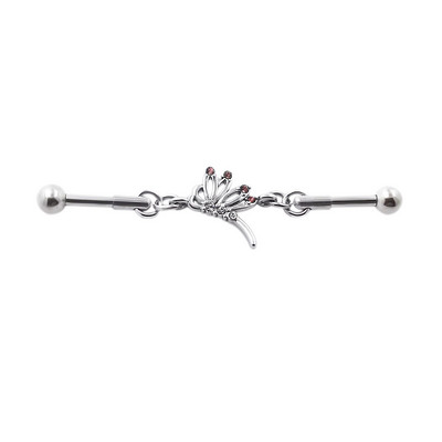 JHJT 14G 16G Inimă Industrial Barbell Piercing Oțel inoxidabil Star Piercing Industrial Cătușe Bijuterii pentru cercei pentru cartilaj de pisică