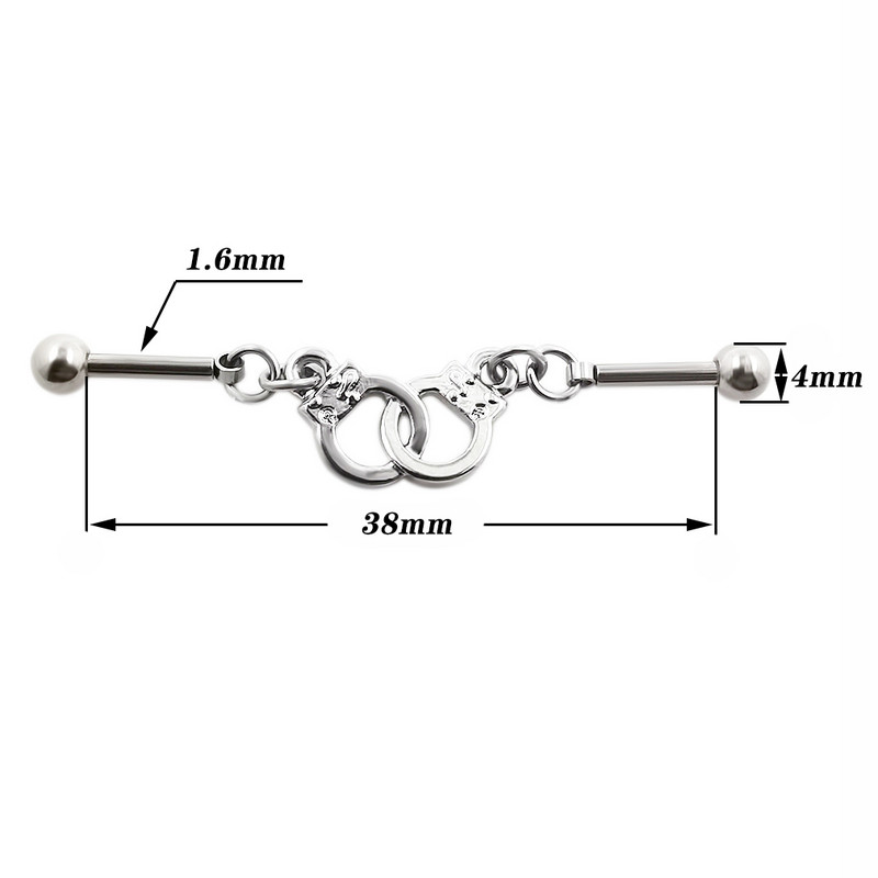 JHJT 14G 16G Inimă Industrial Barbell Piercing Oțel inoxidabil Star Piercing Industrial Cătușe Bijuterii pentru cercei pentru cartilaj de pisică