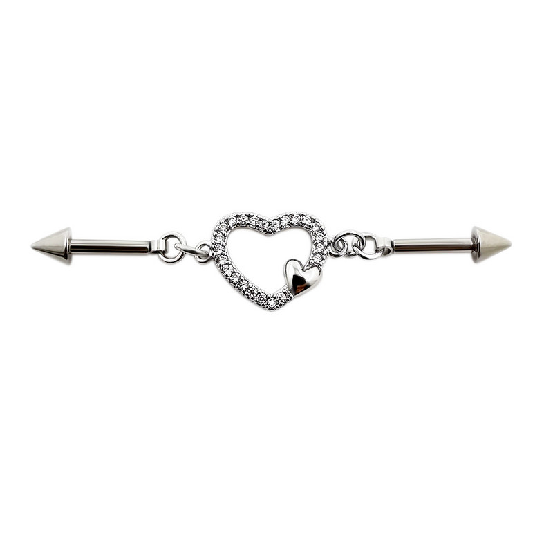 JHJT 14G 16G Inimă Industrial Barbell Piercing Oțel inoxidabil Star Piercing Industrial Cătușe Bijuterii pentru cercei pentru cartilaj de pisică