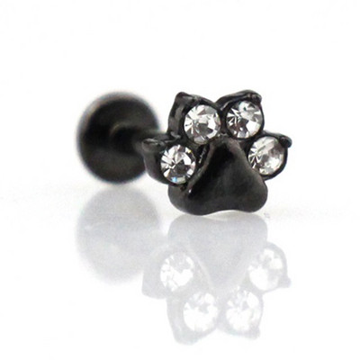1db Paw Zircon Labret ajakgyűrű rozsdamentes acél belső menetes Monroe gyűrű testékszer 16g porc Tragus Helix piercing