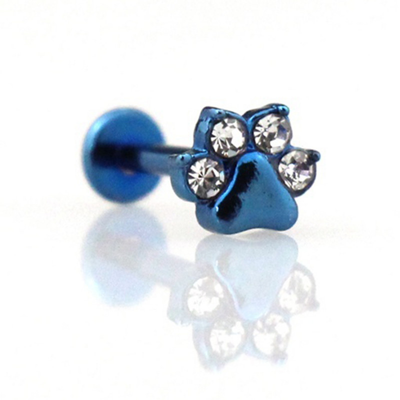 1db Paw Zircon Labret ajakgyűrű rozsdamentes acél belső menetes Monroe gyűrű testékszer 16g porc Tragus Helix piercing