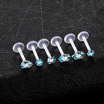 7 бр./лот Комплекти за пиърсинг Bioplast Labret Gem Helix Tragus Cartile Stud Earring Monroe Lip Ring Medusa Conch Pircing Jewelry 16G