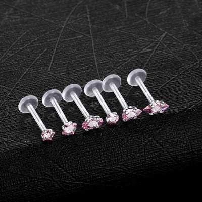 7 бр./лот Комплекти за пиърсинг Bioplast Labret Gem Helix Tragus Cartile Stud Earring Monroe Lip Ring Medusa Conch Pircing Jewelry 16G