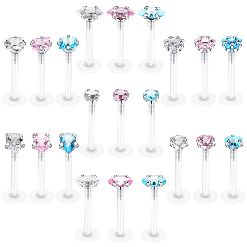 7 bucăți/lot Bioplast Labret Piercing Kits Gem Helix Tragus Cartilage Cercei Monroe Lip Ring Medusa Conch Pircing Bijuterii 16G