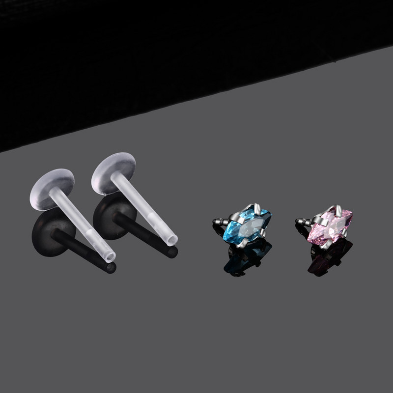 7 bucăți/lot Bioplast Labret Piercing Kits Gem Helix Tragus Cartilage Cercei Monroe Lip Ring Medusa Conch Pircing Bijuterii 16G