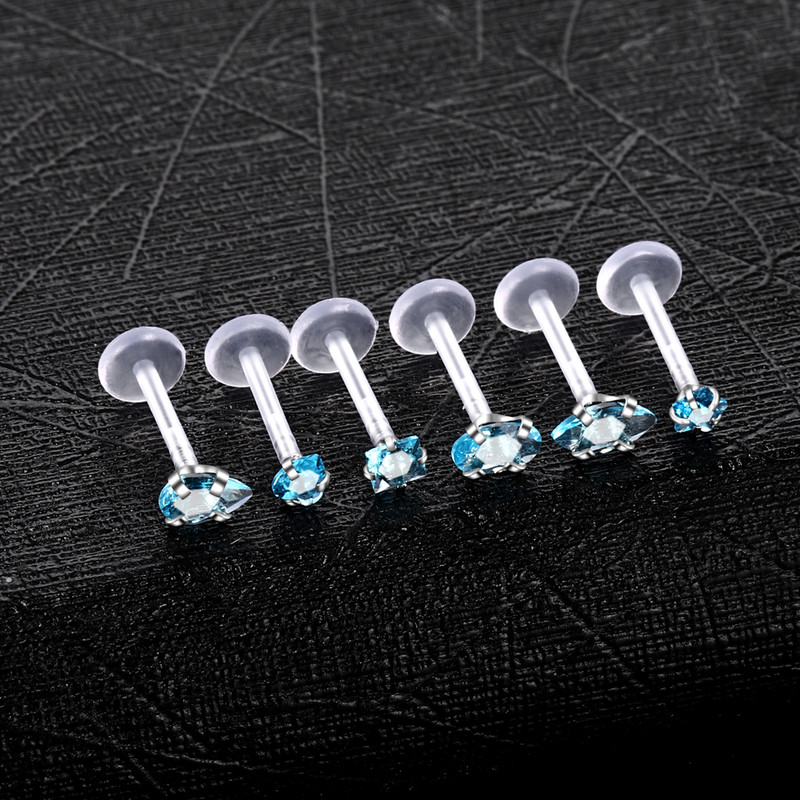 7 bucăți/lot Bioplast Labret Piercing Kits Gem Helix Tragus Cartilage Cercei Monroe Lip Ring Medusa Conch Pircing Bijuterii 16G