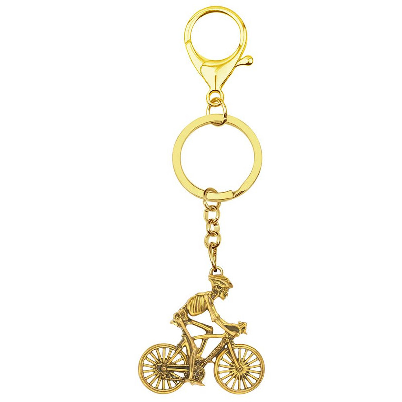 Bonsny Halloween antic placat cu aur bicicletă craniu breloc breloc schelet bijuterii pentru femei bărbați copii cadou de modă brelocuri mașini