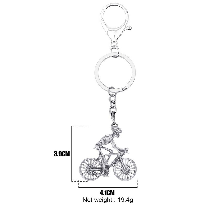 Bonsny Halloween antic placat cu aur bicicletă craniu breloc breloc schelet bijuterii pentru femei bărbați copii cadou de modă brelocuri mașini