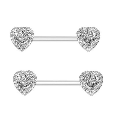 1 pereche de inele pentru mamelon cu inimă de zircon nou acoperire piercing bijuterii pentru corp inel pentru mamelon barbell pircing pentru mamelon Mamilo femei sexy