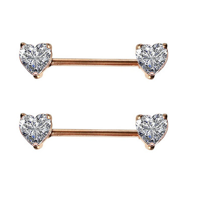 1 pereche de inele pentru mamelon cu inimă de zircon nou acoperire piercing bijuterii pentru corp inel pentru mamelon barbell pircing pentru mamelon Mamilo femei sexy
