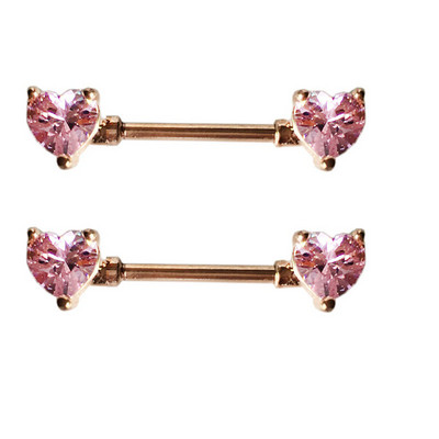 1 pereche de inele pentru mamelon cu inimă de zircon nou acoperire piercing bijuterii pentru corp inel pentru mamelon barbell pircing pentru mamelon Mamilo femei sexy