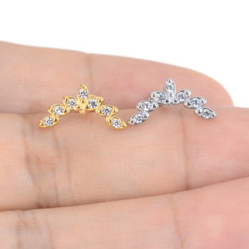 100% 316L неръждаема стомана с вътрешна резба на листа MoonEye Tragus Stud Flower Labret Piercing Forward Helix Moon Face Earring