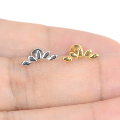 100% oțel inoxidabil 316L, cu filet intern, frunză MoonEye Tragus Stud Flower Labret Piercing Forward Helix Moon Face Cercel