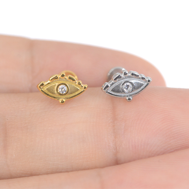 100% oțel inoxidabil 316L, cu filet intern, frunză MoonEye Tragus Stud Flower Labret Piercing Forward Helix Moon Face Cercel