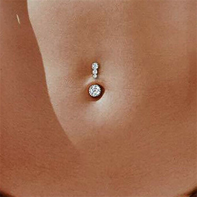 IFMYA Luxus áttört köldökgyűrűk Női Férfi Kristály Rúd Köldökbot Bár Strand Trend Test Piercing Ékszerek